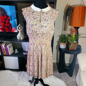 Kate Young for Target Sleeveless Peter Pan Collar Pleated Dress Floral sz L